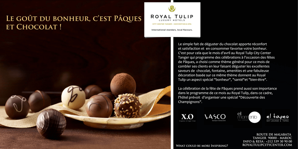 Royal Tulip City Center Tanger – Le goût du bonheur c’est Pâques et chocolat!