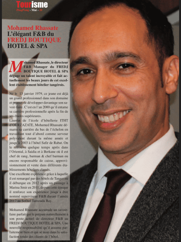 Mohamed Rhassate – L’élégant F&B du FREDJ BOUTIQUE HOTEL & SPA Mohamed Ghassate