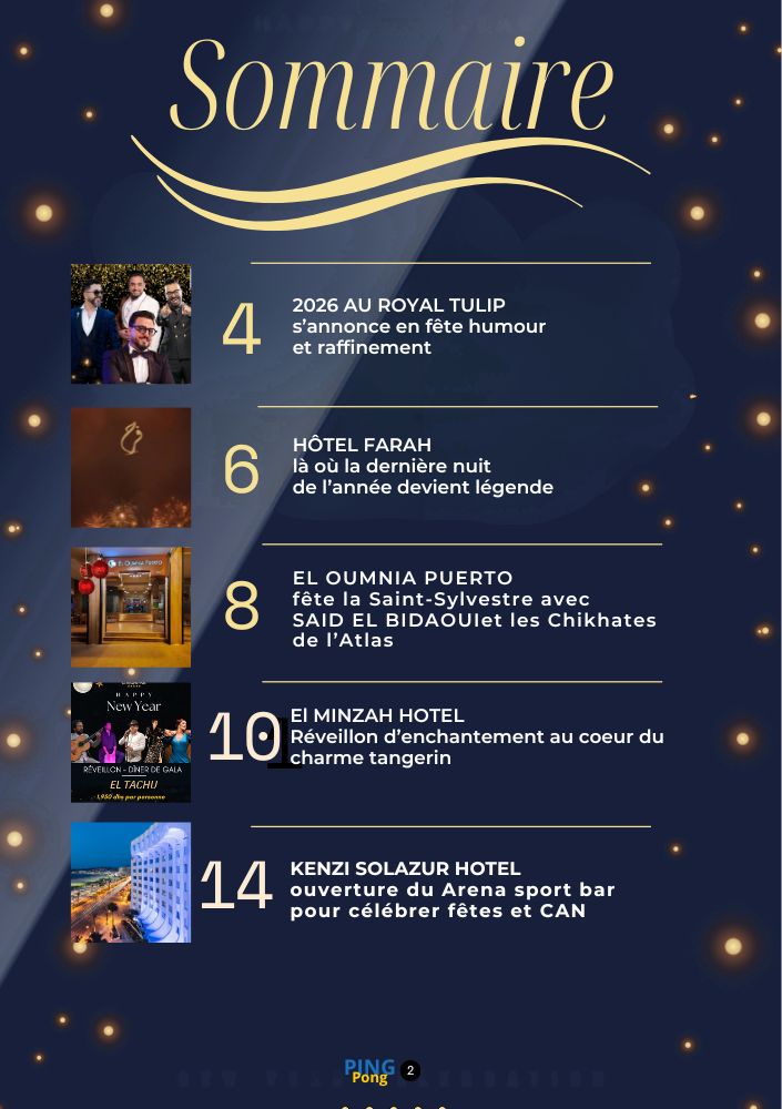 Sommaire du flipbook Mon Livret du Nord du Maroc - Fêtes, hôtels et CAN 2025 à Tanger 