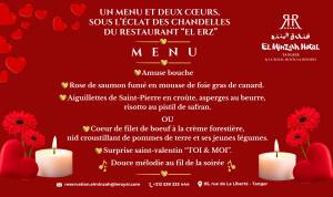 Menu amour et gastronomie pour vous deux à l'hôtel El Minzah