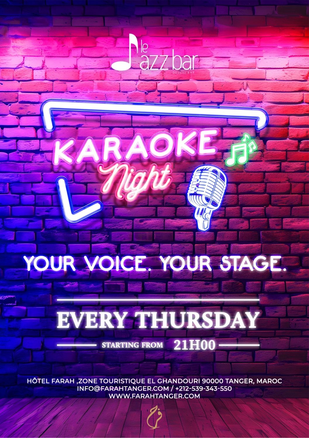 affiche Karaoké Night au Farah Hotel Tanger chaque jeudi au Jazz Bar