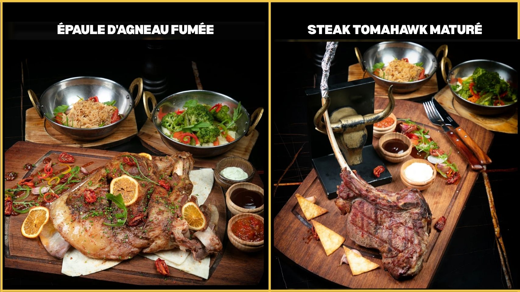 Steak tomahawk maturé et épaule d’agneau fumée à La Tocana, Tanger